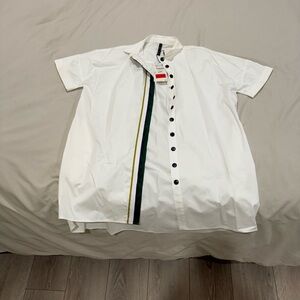 Zara White Shirt with Black and Green Accents